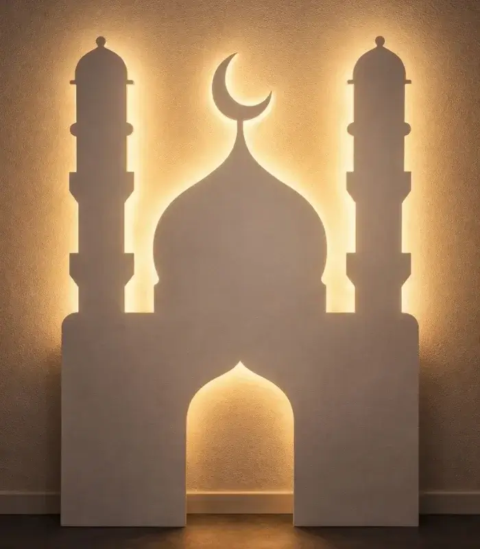 Arkadan Gün Işığı LED dönülerek üretilen Işıklı Cami Figürü