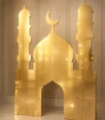 Gold Renk Aynalı Pleksiden Kesilmiş Cami Figürü